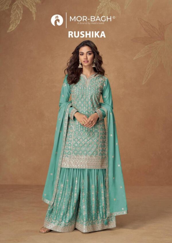 Aashirwad Mor Bagh Rushika Chinon Silk Salwar Kameez Wholesale Catalog Collection Exporter