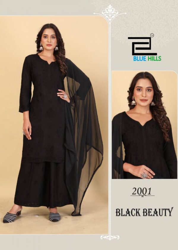 Blue Hills Black Beauty Rayon Kurti Bottom With Dupatta Wholesale Catalog Collection Supplier - Image 3