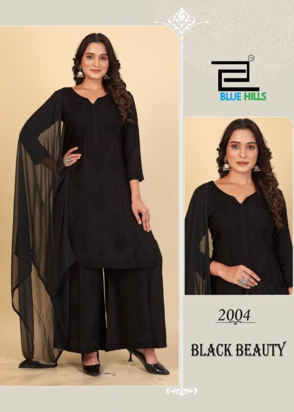Blue Hills Black Beauty Rayon Kurti Bottom With Dupatta Wholesale Catalog Collection Supplier - Image 4