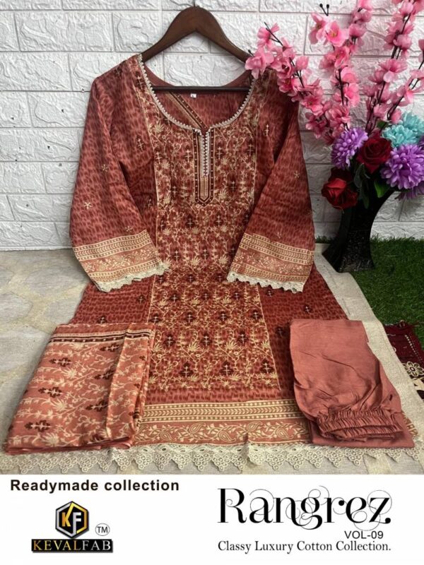 Keval Rangrez Vol 9 Ready Made Karachi Cotton Wholesale Catalog Collection Exporter - Image 6
