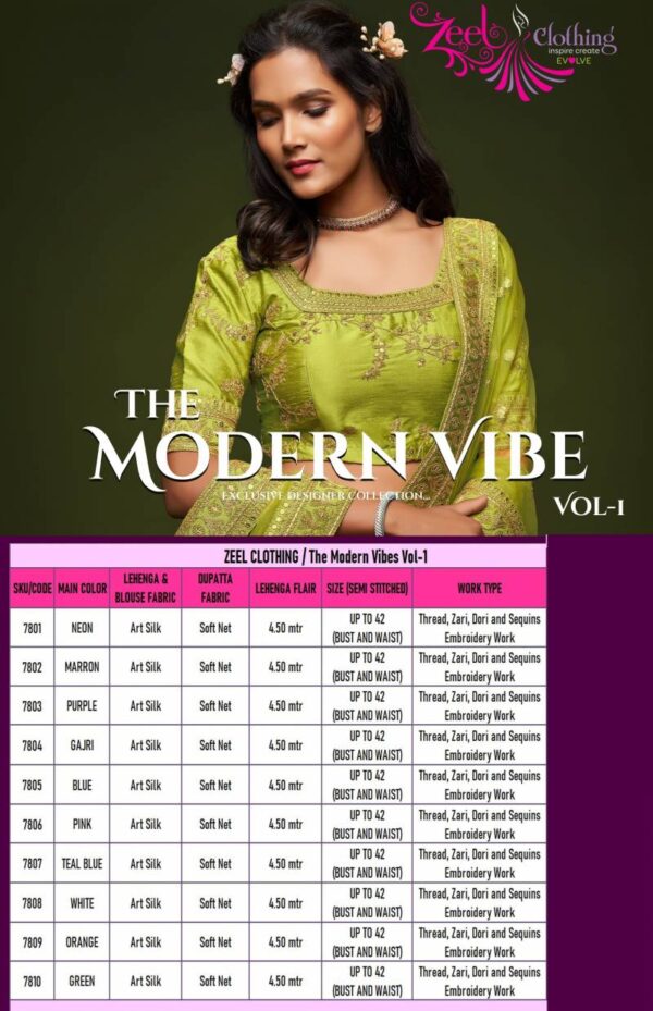 Zeel The Modern Vibe Vol 1 Designer Art Silk Lehenga Choli Wholesale Catalog Collection Exporter - Image 12