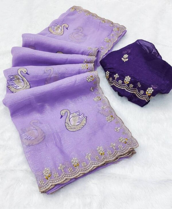 Bt 1284 Crunchy Chiffon Embroidered Party Wear Sarees Wholesale Catalog Collection Exporter - Image 3