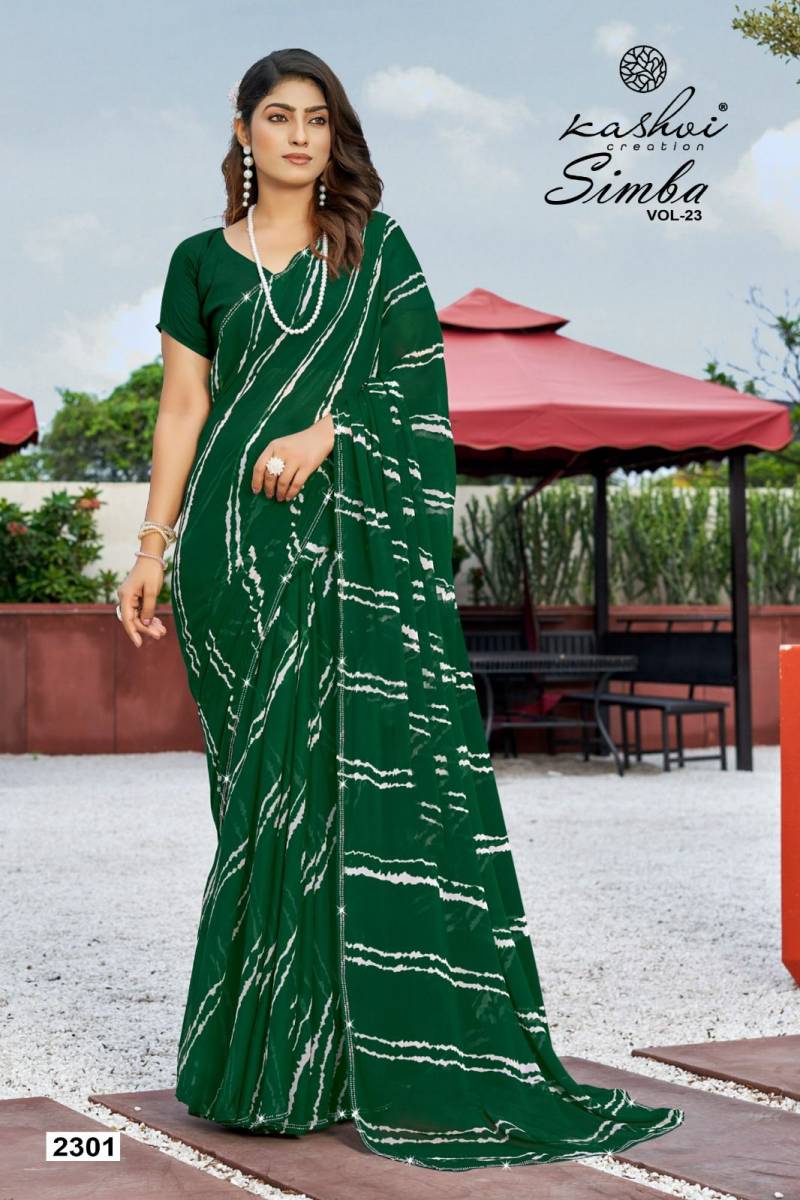 Kashvi Simba Vol 23 Georgette Lehariya Printed Saree Wholesale Catalog Collection Supplier - Image 5