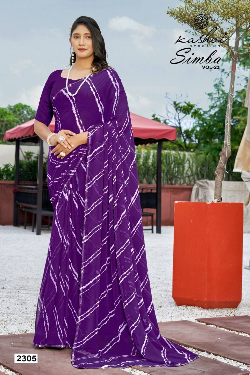 Kashvi Simba Vol 23 Georgette Lehariya Printed Saree Wholesale Catalog Collection Supplier - Image 6