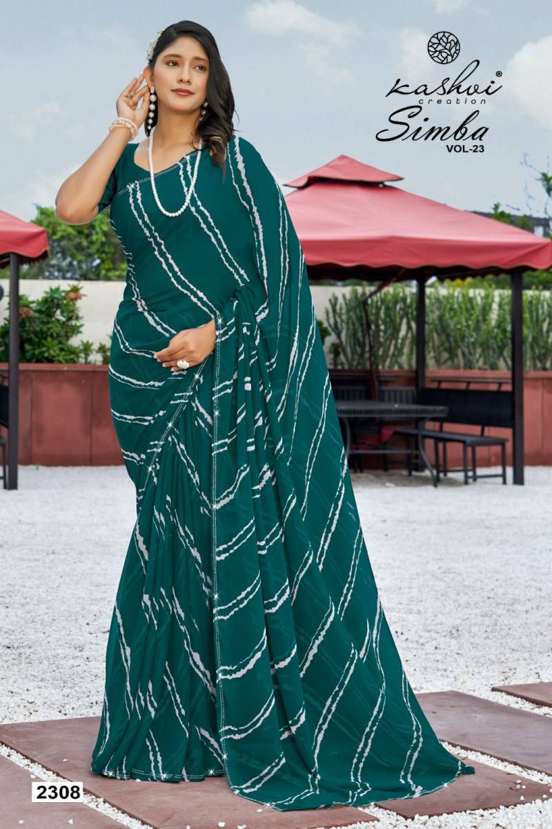 Kashvi Simba Vol 23 Georgette Lehariya Printed Saree Wholesale Catalog Collection Supplier - Image 7