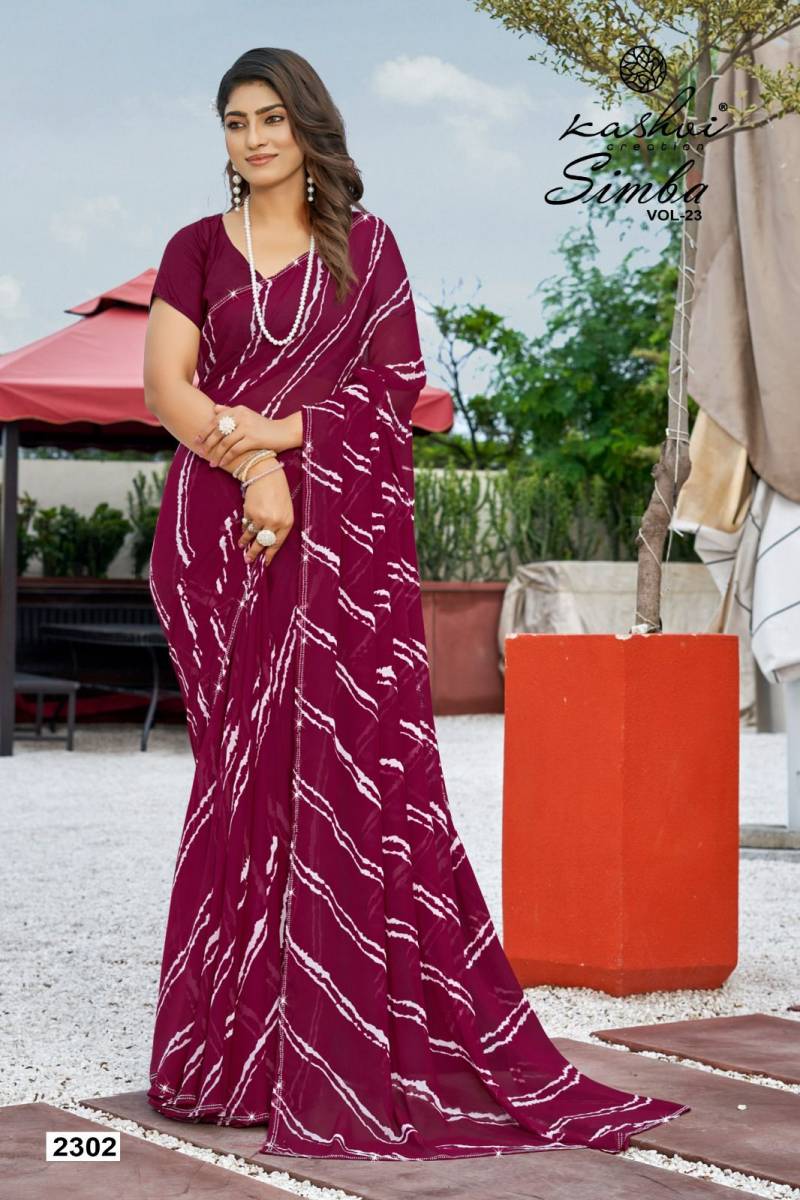 Kashvi Simba Vol 23 Georgette Lehariya Printed Saree Wholesale Catalog Collection Supplier - Image 8