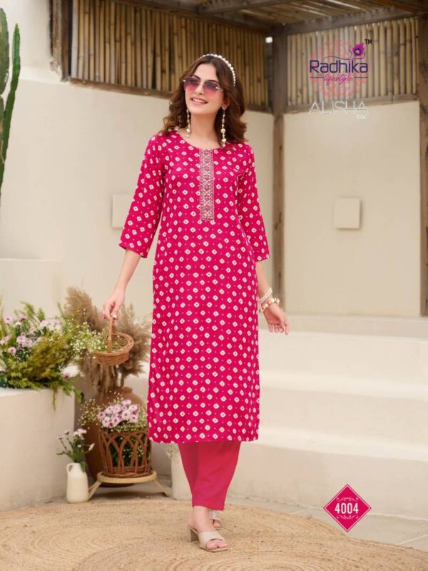 Radhika Alisha Vol 4 Rayon Printed Kurti Wholesale Catalog Collection Exporter - Image 3