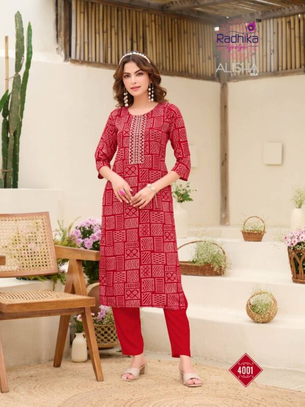 Radhika Alisha Vol 4 Rayon Printed Kurti Wholesale Catalog Collection Exporter - Image 4