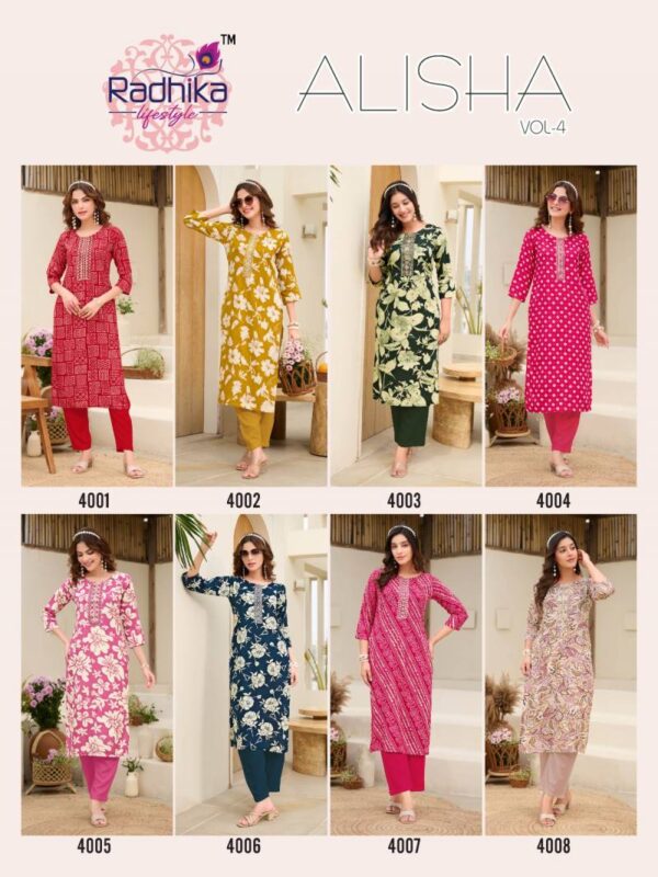 Radhika Alisha Vol 4 Rayon Printed Kurti Wholesale Catalog Collection Exporter - Image 10
