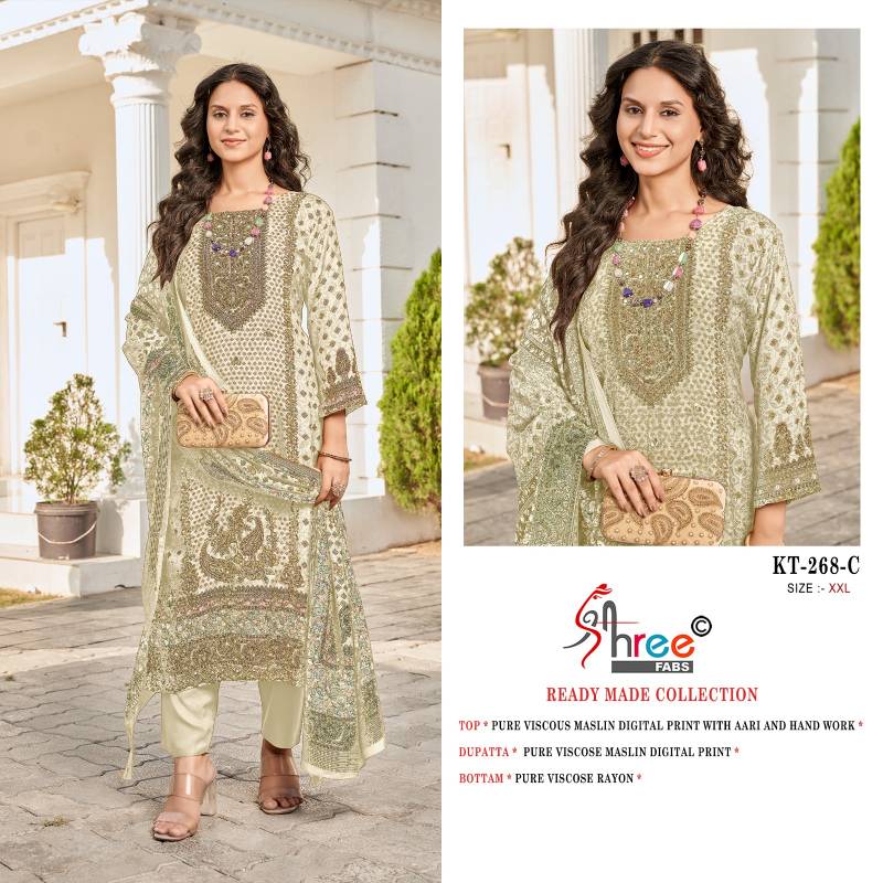 Shree Kt 268 Viscose Maslin Readymade Salwar Suits Wholesale Catalog Collection Exporter - Image 2