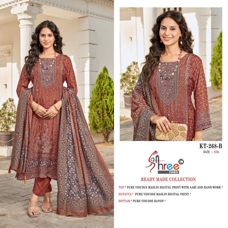 Shree Kt 268 Viscose Maslin Readymade Salwar Suits Wholesale Catalog Collection Exporter - Image 3