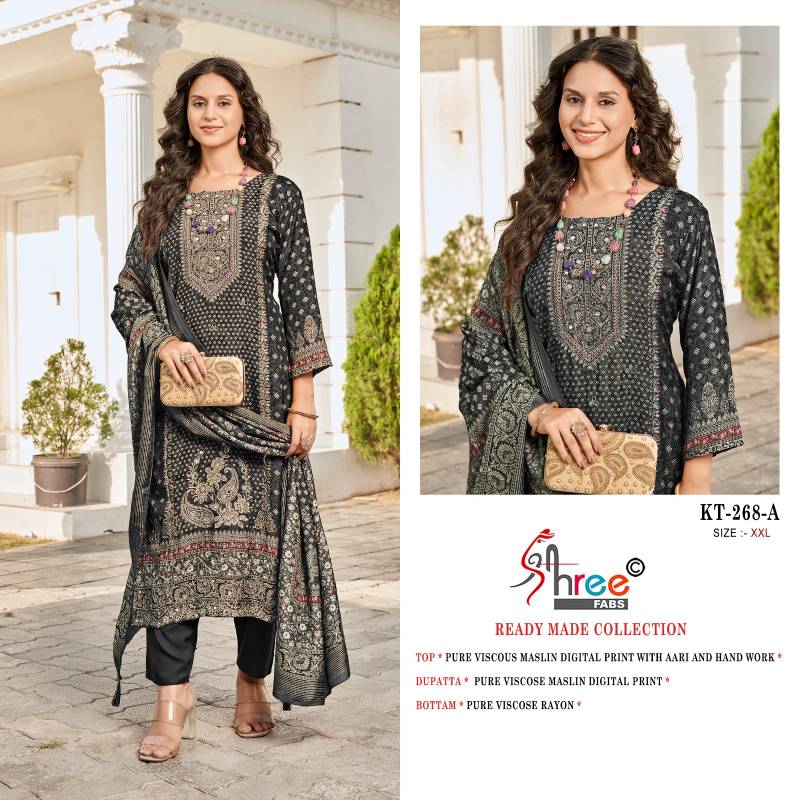 Shree Kt 268 Viscose Maslin Readymade Salwar Suits Wholesale Catalog Collection Exporter - Image 4