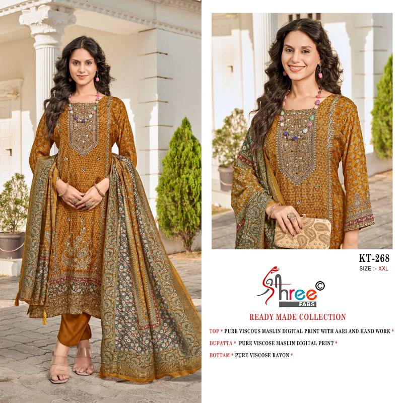 Shree Kt 268 Viscose Maslin Readymade Salwar Suits Wholesale Catalog Collection Exporter - Image 5
