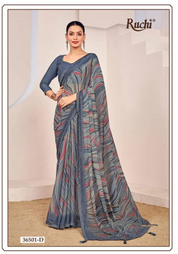 Ruchi Venilla 12 Casual Wear Chiffon Printed Sarees Wholesale Catalog Collection Exporter - Image 6