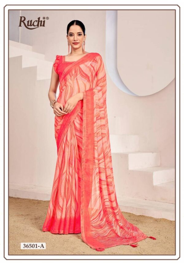 Ruchi Venilla 12 Casual Wear Chiffon Printed Sarees Wholesale Catalog Collection Exporter - Image 11