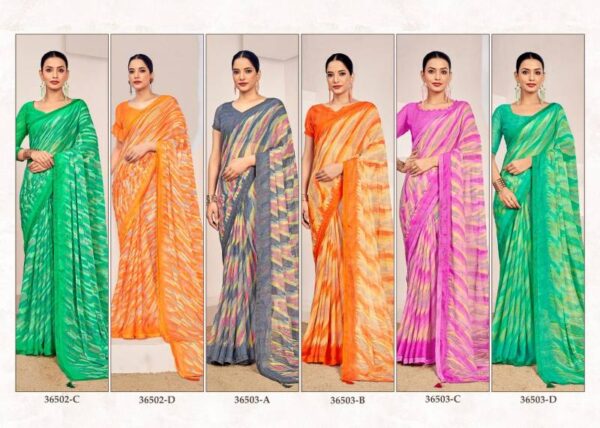 Ruchi Venilla 12 Casual Wear Chiffon Printed Sarees Wholesale Catalog Collection Exporter - Image 13