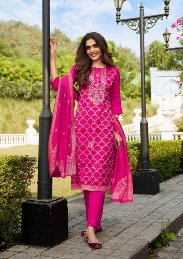 Af Zari Dola Silk Jacquard Kurti Bottom With Dupatta Wholesale Catalog Collection Supplier - Image 5