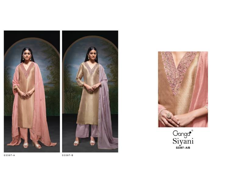 Ganga Siyani Bemberg Silk Jacquard Printed Salwar Kameez Wholesale Catalog Collection Supplier - Image 4