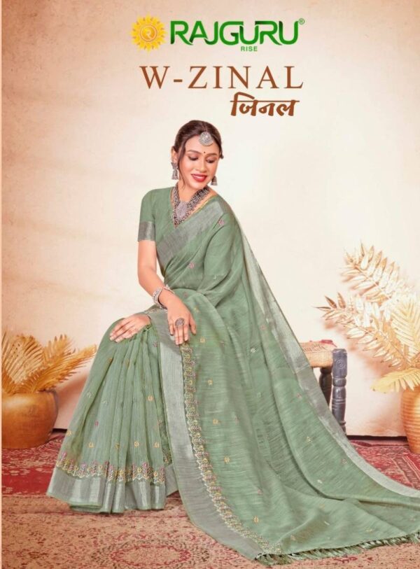 Rajguru Zinal Cotton With Embroidery Work Fancy Saree Wholesale Catalog Collection Exporter
