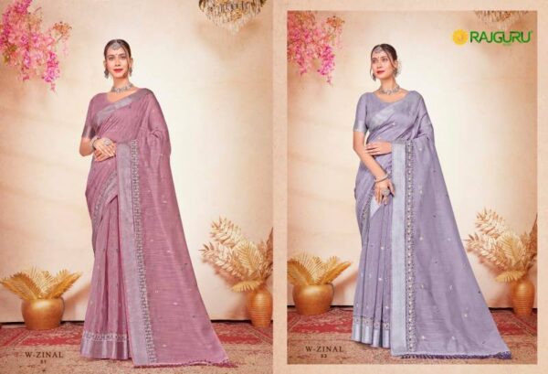 Rajguru Zinal Cotton With Embroidery Work Fancy Saree Wholesale Catalog Collection Exporter - Image 2