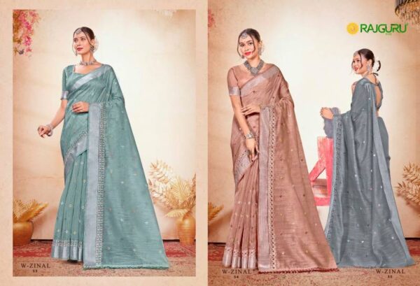 Rajguru Zinal Cotton With Embroidery Work Fancy Saree Wholesale Catalog Collection Exporter - Image 3
