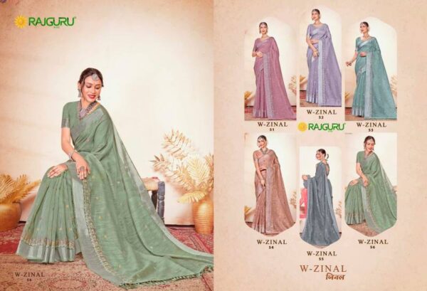 Rajguru Zinal Cotton With Embroidery Work Fancy Saree Wholesale Catalog Collection Exporter - Image 4
