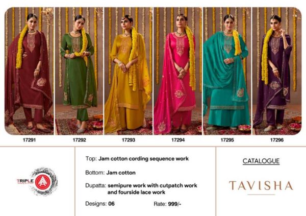 Triple Aaa Tavisha Jam Cotton Cording Sequence Dress Material Wholesale Catalog Collection Exporter - Image 8