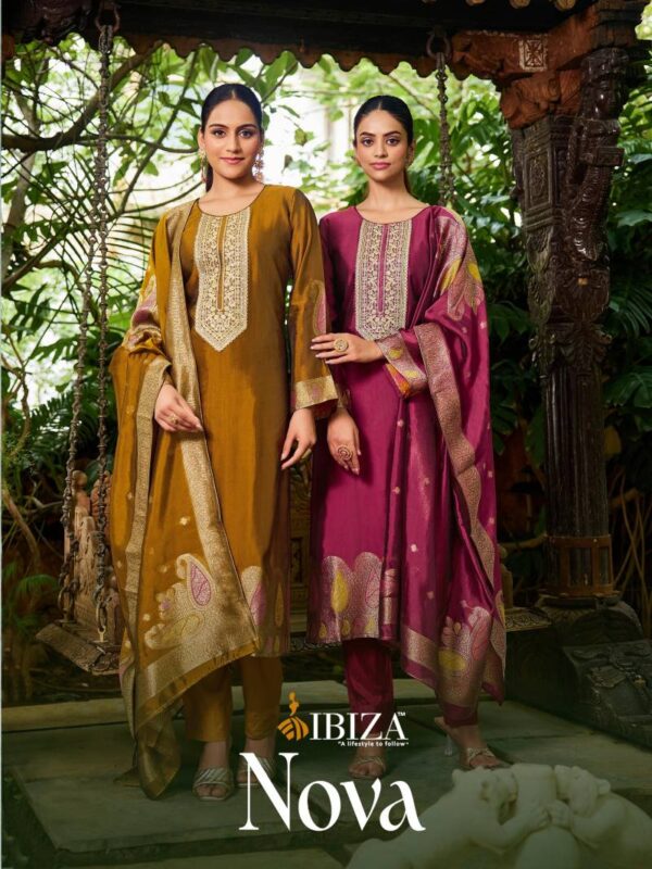 Ibiza Nova Banglory Silk Jacquard Salwar Kameez Wholesale Catalog Collection Supplier