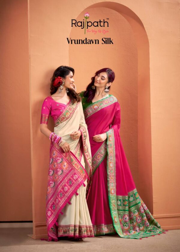 Rajpath Vrundavn Silk Patola Silk Fancy Saree Wholesale Catalog Collection Exporter