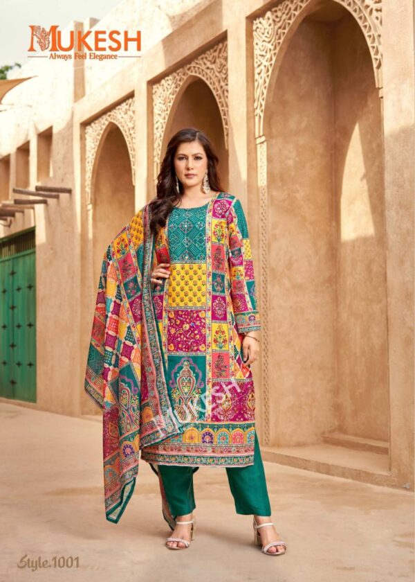 Mukesh Bin Saeed Maslin Digital Printed Top Bottom With Dupatta Wholesale Catalog Collection Supplier