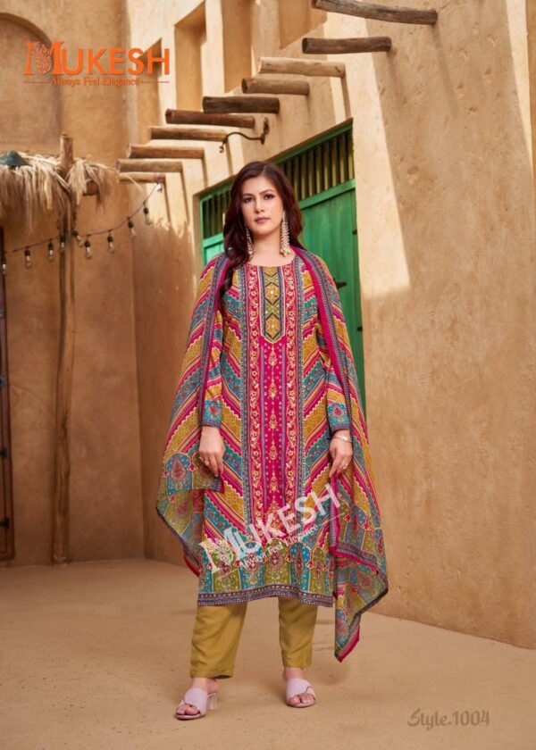 Mukesh Bin Saeed Maslin Digital Printed Top Bottom With Dupatta Wholesale Catalog Collection Supplier - Image 4