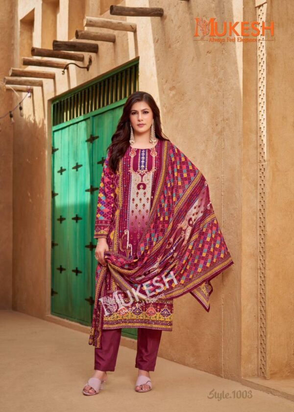 Mukesh Bin Saeed Maslin Digital Printed Top Bottom With Dupatta Wholesale Catalog Collection Supplier - Image 5