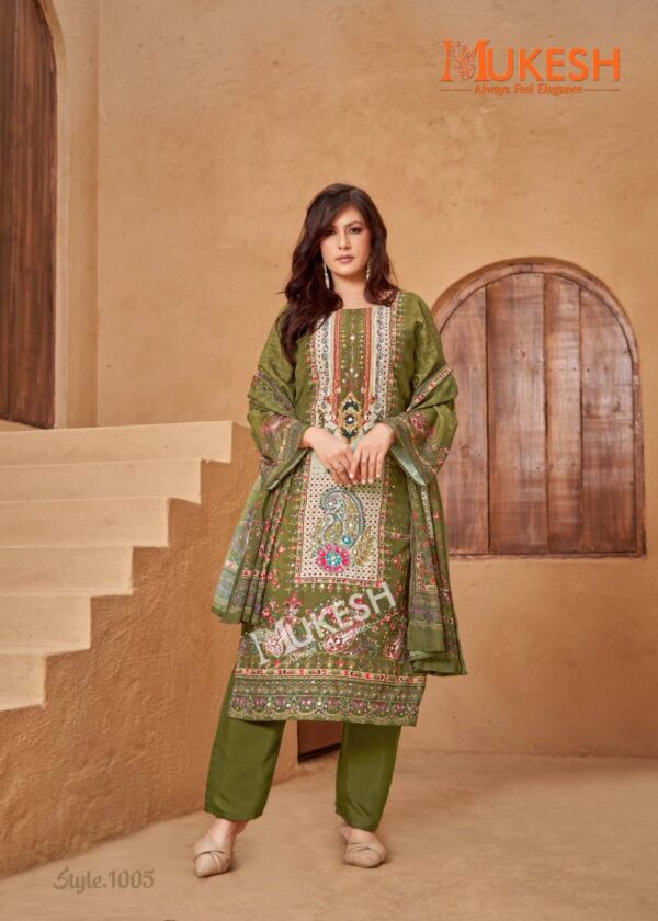 Mukesh Bin Saeed Maslin Digital Printed Top Bottom With Dupatta Wholesale Catalog Collection Supplier - Image 6