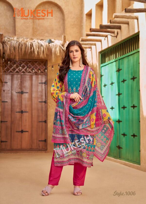 Mukesh Bin Saeed Maslin Digital Printed Top Bottom With Dupatta Wholesale Catalog Collection Supplier - Image 7