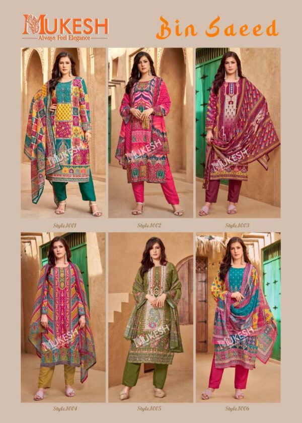 Mukesh Bin Saeed Maslin Digital Printed Top Bottom With Dupatta Wholesale Catalog Collection Supplier - Image 8