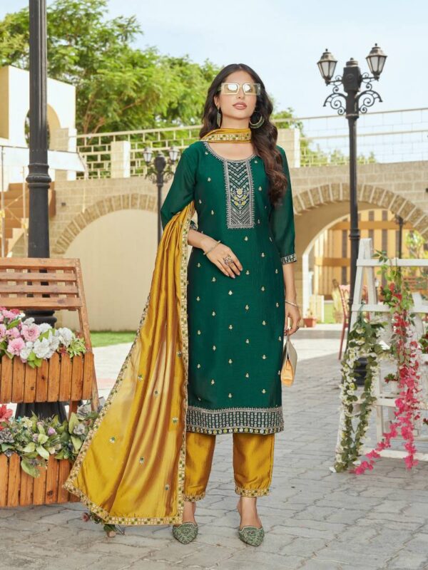 Aanchi Plus Zeenat Vichitra Silk Kurti Bottom With Dupatta Wholesale Catalog Collection Supplier - Image 3