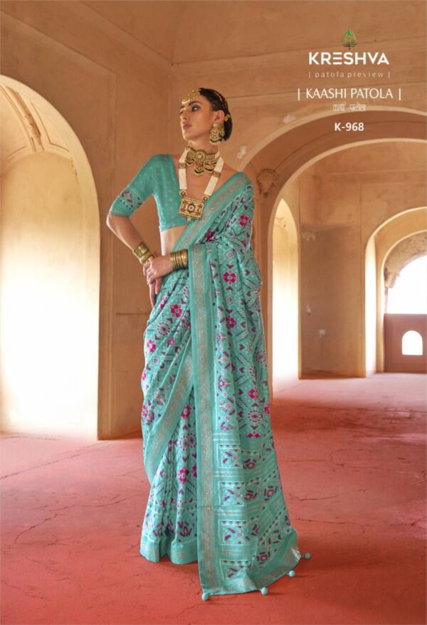 Kreshva Kaashi Patola Pv Silk Fancy Printed Saree Wholesale Catalog Collection Supplier - Image 2