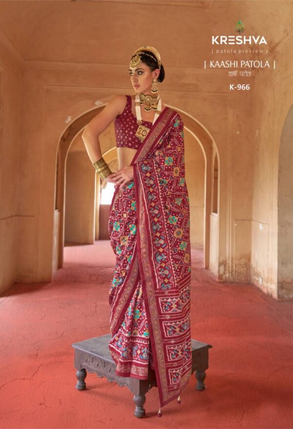 Kreshva Kaashi Patola Pv Silk Fancy Printed Saree Wholesale Catalog Collection Supplier - Image 3