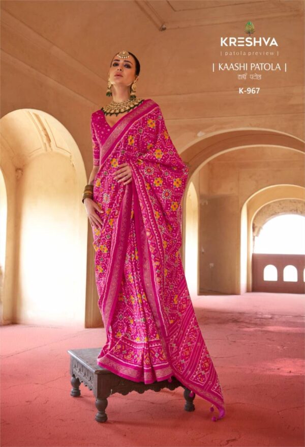 Kreshva Kaashi Patola Pv Silk Fancy Printed Saree Wholesale Catalog Collection Supplier - Image 4
