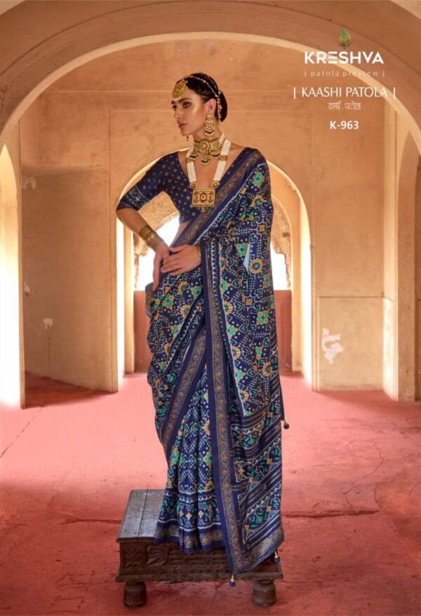 Kreshva Kaashi Patola Pv Silk Fancy Printed Saree Wholesale Catalog Collection Supplier - Image 5