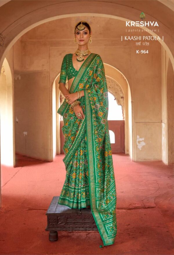 Kreshva Kaashi Patola Pv Silk Fancy Printed Saree Wholesale Catalog Collection Supplier - Image 6