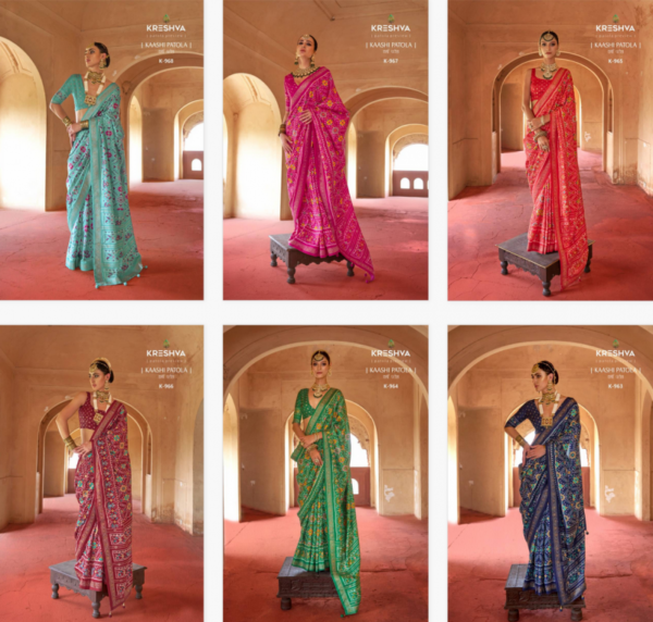 Kreshva Kaashi Patola Pv Silk Fancy Printed Saree Wholesale Catalog Collection Supplier - Image 7