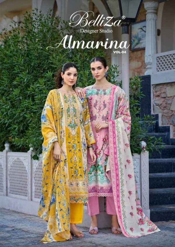 Belliza Almarina Vol 4 Cotton Digital Printed Dress Material Wholesale Catalog Collection Supplier