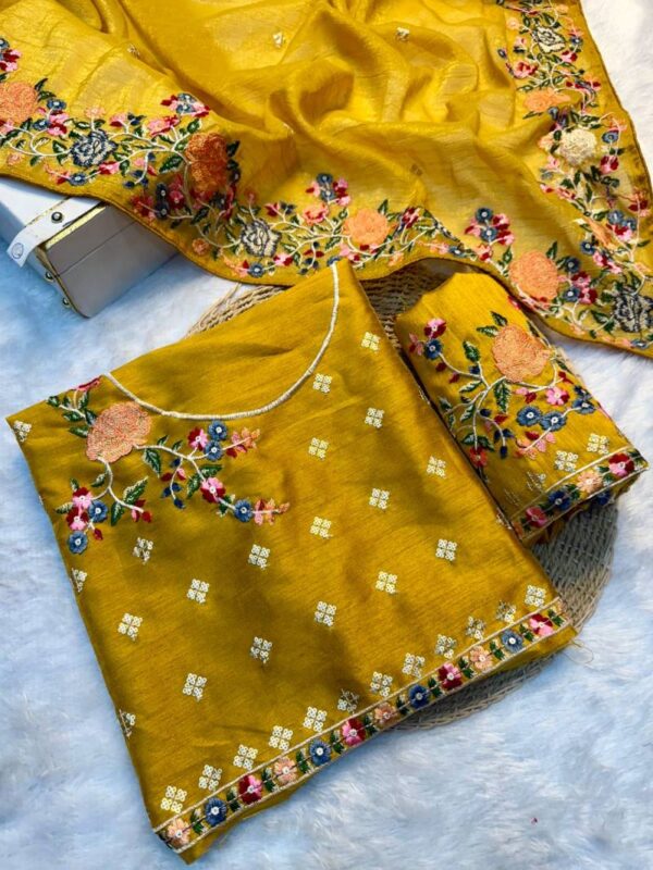 Vt 752 T Crunchy Silk Embroidered Stylish Saree Wholesale Catalog Collection Exporter - Image 2