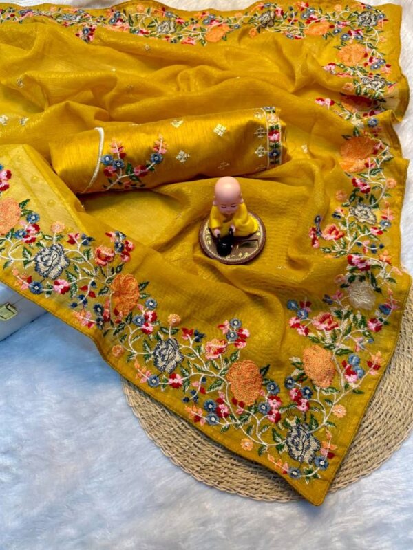 Vt 752 T Crunchy Silk Embroidered Stylish Saree Wholesale Catalog Collection Exporter - Image 4