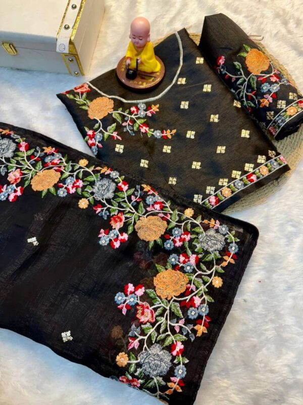 Vt 752 T Crunchy Silk Embroidered Stylish Saree Wholesale Catalog Collection Exporter - Image 5