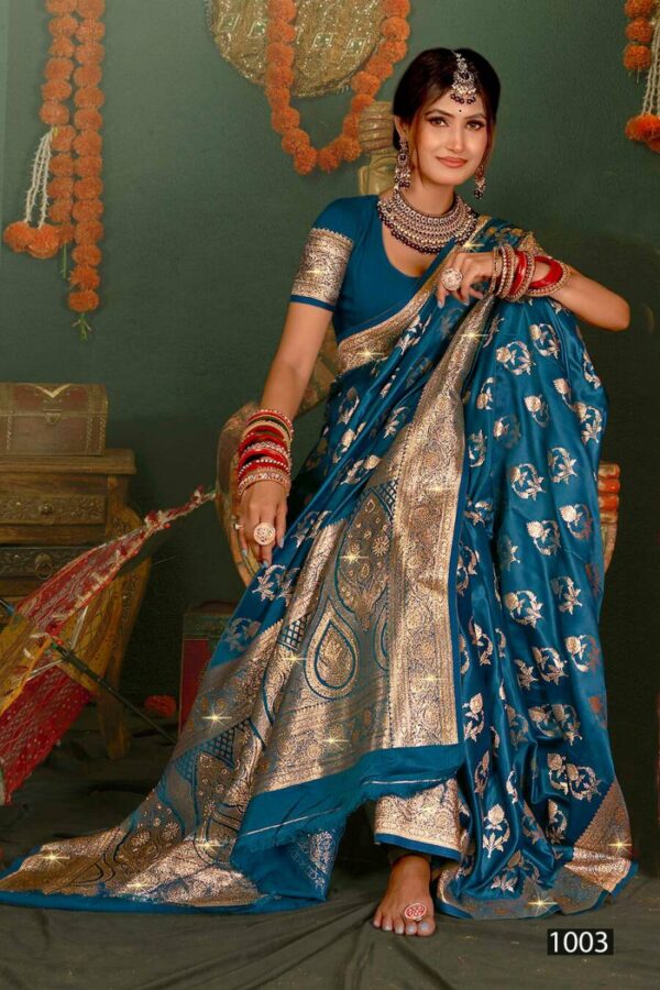 Saroj Shubh Mangalam Satin Saroski Vol 4 Satin Silk Saree Wholesale Catalog Collection Exporter - Image 4