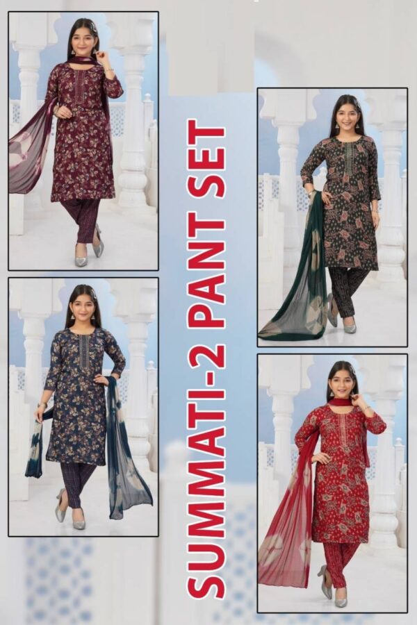 Summati 2 Pant Set Rayon Printed Readymade Wholesale Catalog Collection Exporter - Image 6