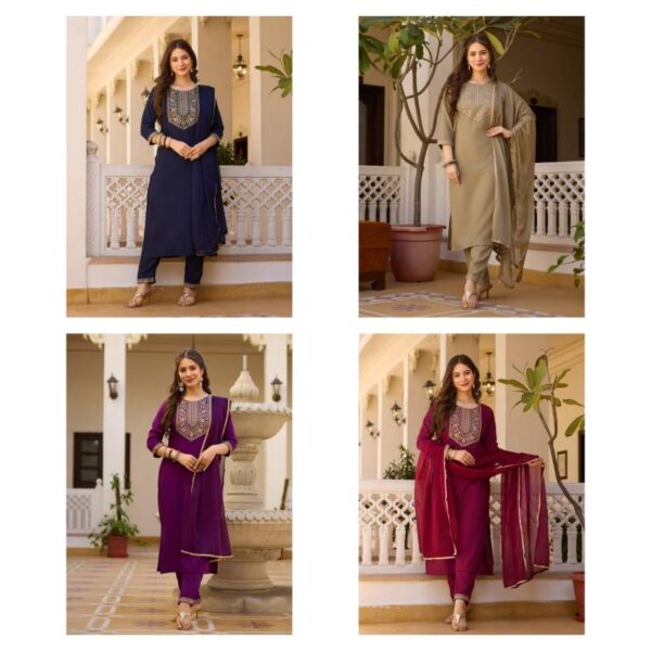 9star Fashion Heer Vol 3 Rayon Embroidered Kurti Bottom With Dupatta Wholesale Catalog Collection Supplier - Image 5