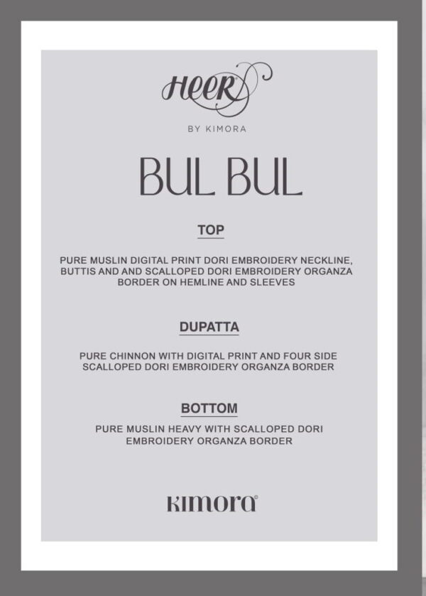 Kimora Heer Bul Bul Maslin Digital Printed Salwar Kameez Wholesale Catalog Collection Exporter - Image 8